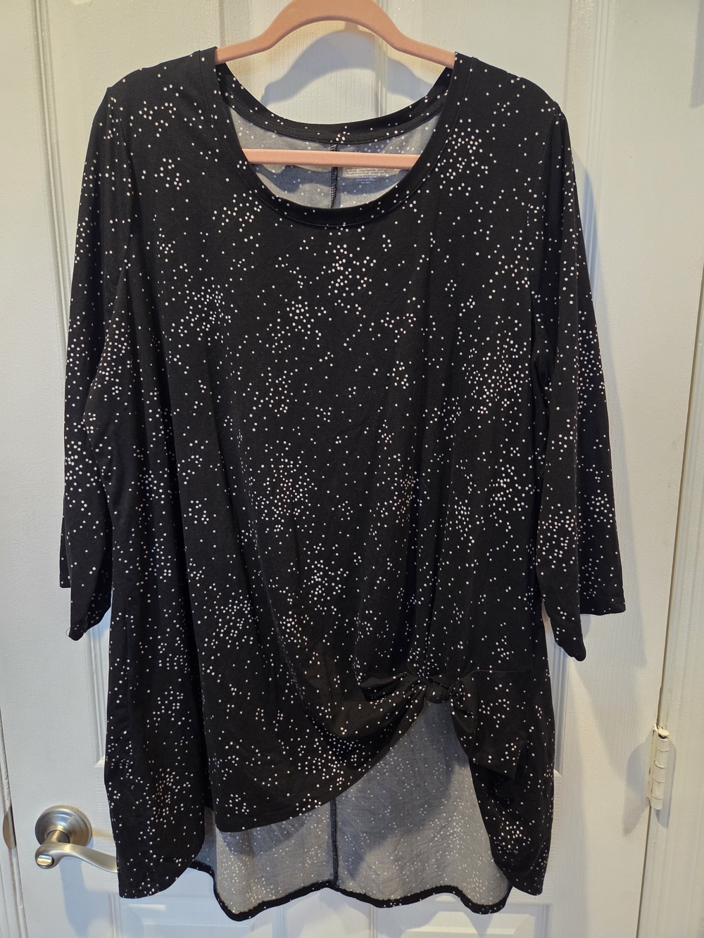 Lane Bryant Black And White Dot Twist-Front Tunic